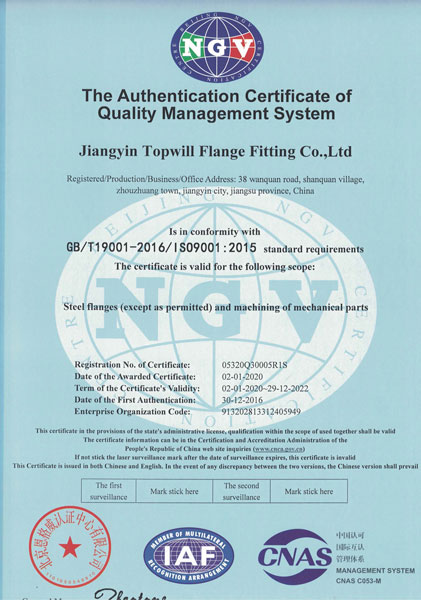Topwill-Flange-Fitting-ISO-Certificate